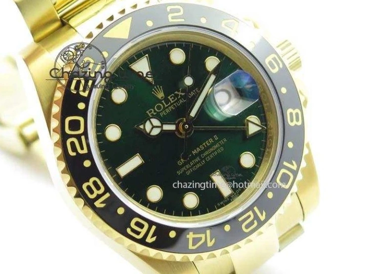 GMT-Master Bezel On Bracelet YG II Bp-Maker Green Ceramic YG A3186 116718LN Dial 1002
